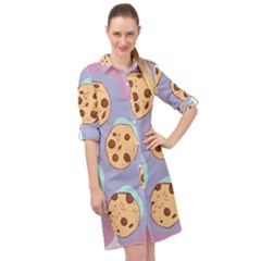 Cookies Chocolate Chips Chocolate Cookies Sweets Long Sleeve Mini Shirt Dress by uniart180623