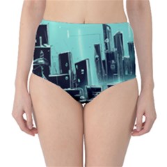 Buildings City Urban Destruction Background Classic High-waist Bikini Bottoms by uniart180623