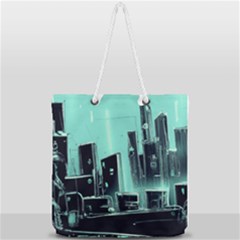 Buildings City Urban Destruction Background Full Print Rope Handle Tote (large) by uniart180623
