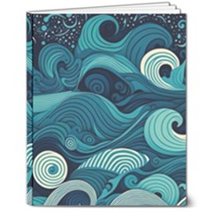 Waves Ocean Sea Abstract Whimsical Abstract Art 8  X 10  Hardcover Notebook by uniart180623