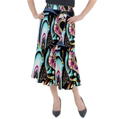 Garden Flower Nature Digital Art Abstract Midi Mermaid Skirt by uniart180623