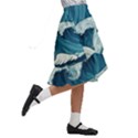 Waves Ocean Sea Pattern Water Tsunami Rough Seas Kids  Ruffle Flared Wrap Midi Skirt View3