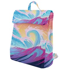 Waves Ocean Sea Tsunami Nautical Flap Top Backpack by uniart180623
