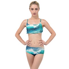 Waves Ocean Sea Tsunami Nautical Painting Layered Top Bikini Set by uniart180623