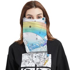 Rainbow Fun Cute Minimal Doodle Drawing Arts Face Covering Bandana (triangle) by uniart180623