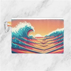 Waves Ocean Sea Tsunami Nautical Art Nature Canvas Cosmetic Bag (large) by uniart180623
