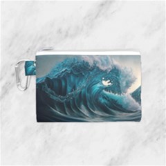 Tsunami Waves Ocean Sea Water Rough Seas Canvas Cosmetic Bag (small) by uniart180623