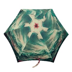 Storm Tsunami Waves Ocean Sea Nautical Nature Painting Mini Folding Umbrellas by uniart180623