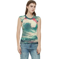 Storm Tsunami Waves Ocean Sea Nautical Nature Painting Women s Raglan Cap Sleeve Tee by uniart180623