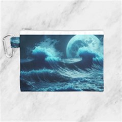 Moonlight High Tide Storm Tsunami Waves Ocean Sea Canvas Cosmetic Bag (medium) by uniart180623