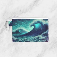 Ai Generated Waves Ocean Sea Tsunami Nautical Fantasy Canvas Cosmetic Bag (small) by uniart180623