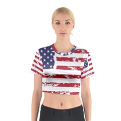 Flag Usa Unite Stated America Cotton Crop Top by uniart180623