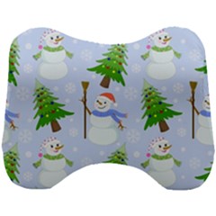 New Year Christmas Snowman Pattern, Head Support Cushion by uniart180623