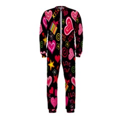 Multicolored Love Hearts Kiss Romantic Pattern Onepiece Jumpsuit (kids) by uniart180623