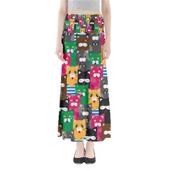 Cat Funny Colorful Pattern Full Length Maxi Skirt by uniart180623