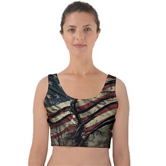Flag Usa American Flag Velvet Crop Top by uniart180623
