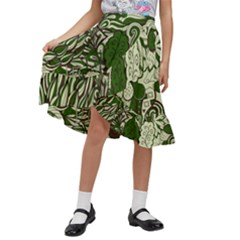 Texture Ornament Pattern Seamless Paisley Kids  Ruffle Flared Wrap Midi Skirt by uniart180623