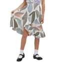Leaves Pastel Background Nature Kids  Ruffle Flared Wrap Midi Skirt View1