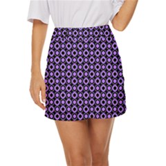 Mazipoodles Purple Donuts Polka Dot  Mini Front Wrap Skirt by Mazipoodles