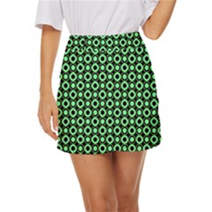 Mazipoodles Green Donuts Polka Dot Mini Front Wrap Skirt by Mazipoodles