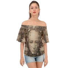 Cyborg Robot Future Drawing Poster Off Shoulder Short Sleeve Top by Ravend