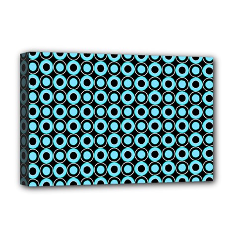 Mazipoodles Blue Donuts Polka Dot Deluxe Canvas 18  X 12  (stretched) by Mazipoodles