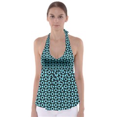 Mazipoodles Blue Donuts Polka Dot Babydoll Tankini Top by Mazipoodles