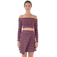 Mazipoodles Red Donuts Polka Dot  Off Shoulder Top With Skirt Set by Mazipoodles