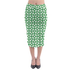 Mazipoodles Green White Donuts Polka Dot  Midi Pencil Skirt by Mazipoodles