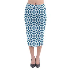 Mazipoodles Dusty Duck Egg Blue White Donuts Polka Dot Midi Pencil Skirt by Mazipoodles
