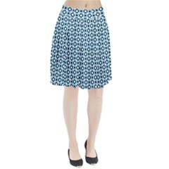 Mazipoodles Dusty Duck Egg Blue White Donuts Polka Dot Pleated Skirt by Mazipoodles