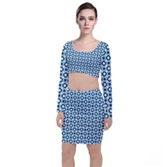 Mazipoodles Dusty Duck Egg Blue White Donuts Polka Dot Top And Skirt Sets by Mazipoodles