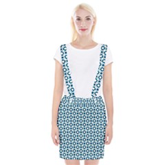 Mazipoodles Dusty Duck Egg Blue White Donuts Polka Dot Braces Suspender Skirt by Mazipoodles