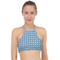 Mazipoodles Dusty Duck Egg Blue White Donuts Polka Dot Halter Bikini Top View1