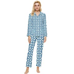 Mazipoodles Dusty Duck Egg Blue White Donuts Polka Dot Womens  Long Sleeve Velvet Pocket Pajamas Set by Mazipoodles