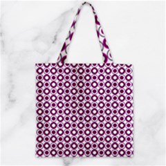 Mazipoodles Magenta White Donuts Polka Dot Zipper Grocery Tote Bag by Mazipoodles