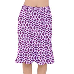 Mazipoodles Magenta White Donuts Polka Dot Short Mermaid Skirt by Mazipoodles