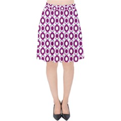 Mazipoodles Magenta White Donuts Polka Dot Velvet High Waist Skirt by Mazipoodles
