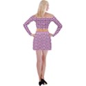 Mazipoodles Magenta White Donuts Polka Dot Off Shoulder Top with Mini Skirt Set View2
