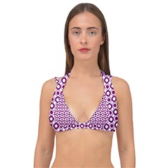 Mazipoodles Magenta White Donuts Polka Dot Double Strap Halter Bikini Top by Mazipoodles