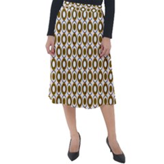 Mazipoodles Olive White Donuts Polka Dot Classic Velour Midi Skirt  by Mazipoodles