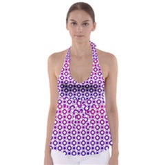 Mazipoodles Pink Purple White Gradient Donuts Polka Dot  Babydoll Tankini Top by Mazipoodles