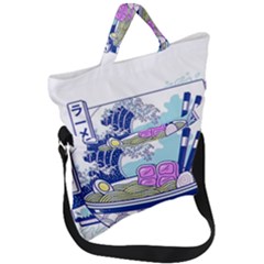 Ramen Kanji Vaporwave Artwork Minimalism Fold Over Handle Tote Bag by Bangk1t