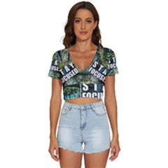 Stay Focused Focus Success Inspiration Motivational V-neck Crop Top by Bangk1t
