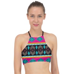 Abstract Art Pattern Design Vintage Halter Bikini Top by Ravend