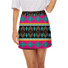 Abstract Art Pattern Design Vintage Mini Front Wrap Skirt by Ravend