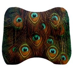 Peacock Feathers Velour Head Support Cushion by Ravend