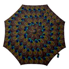Peacock-feathers-bird-plumage Hook Handle Umbrellas (medium) by Ravend