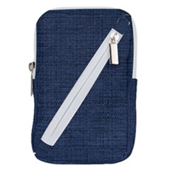 Digital Dark Blue Linen Belt Pouch Bag (large) by ConteMonfrey