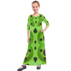 Abstract Geometric Modern Pattern Kids  Quarter Sleeve Maxi Dress by dflcprintsclothing